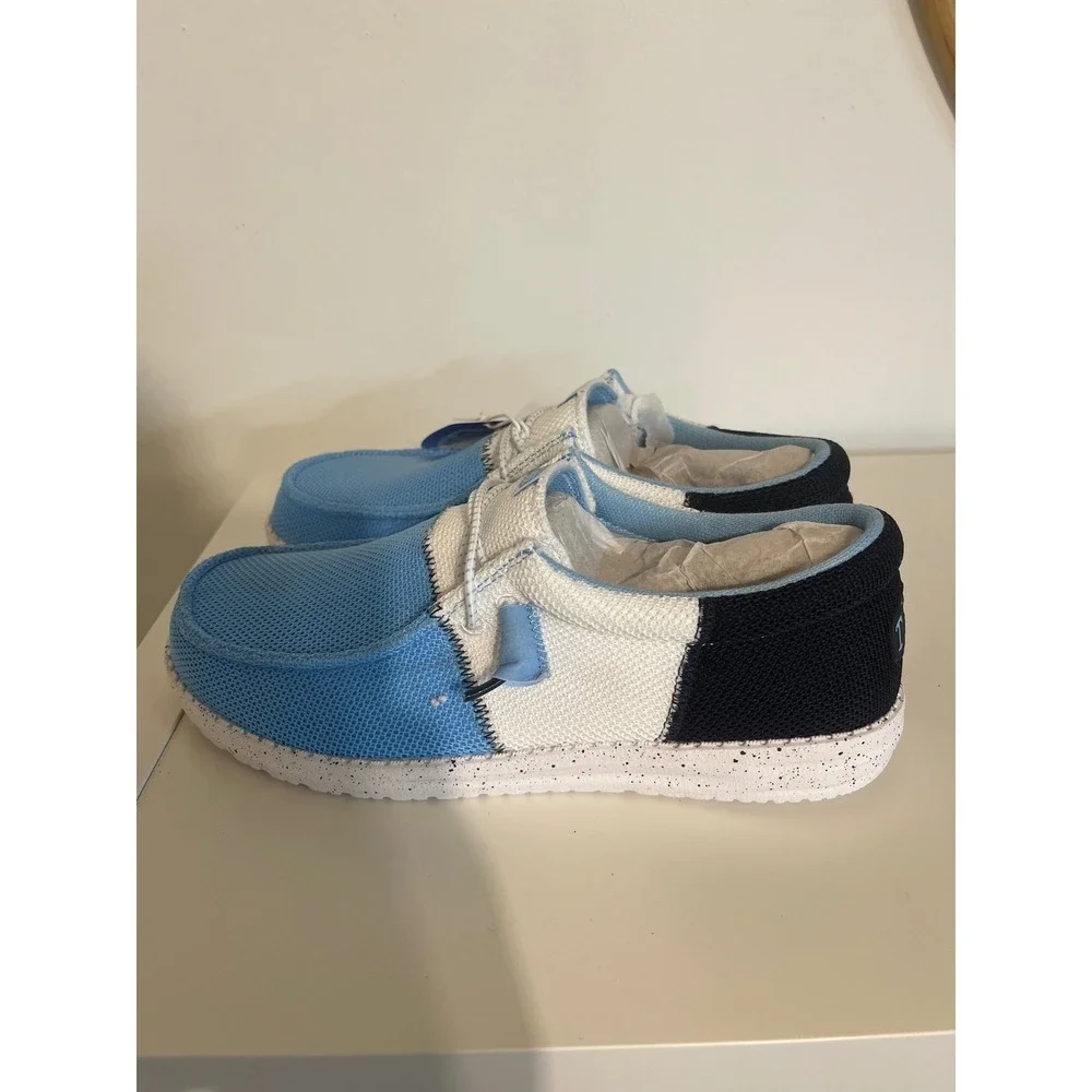 Hey Dude Wally Tri Varsity Mesh Sky Blue White Mens 10 Casual Loafers 42640-4AJ